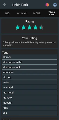Capturas de tela do MusicBrainz