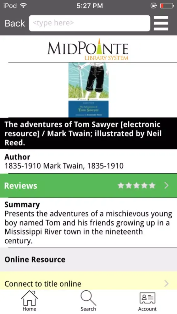 Screenshot di MidPointe Library System