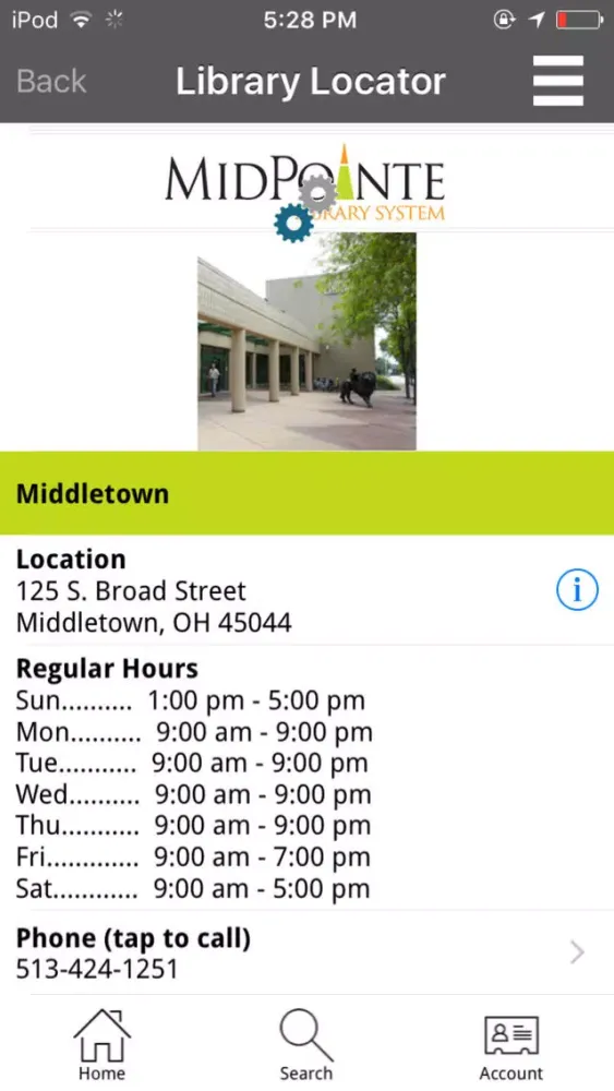 Screenshot di MidPointe Library System