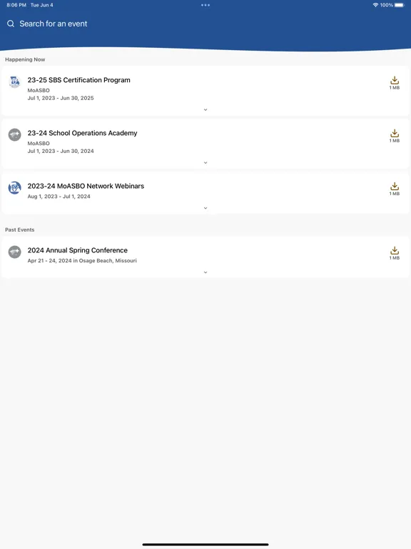 MoASBO - Events & PD iPad  Screenshots