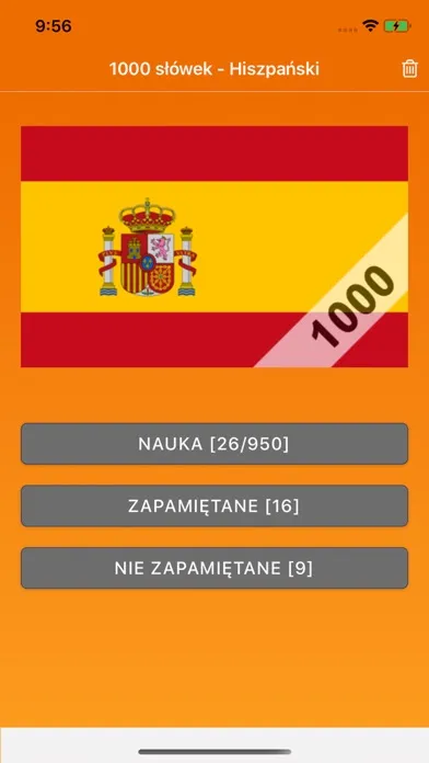 Tangkapan skrin Hiszpański 1000 słówek