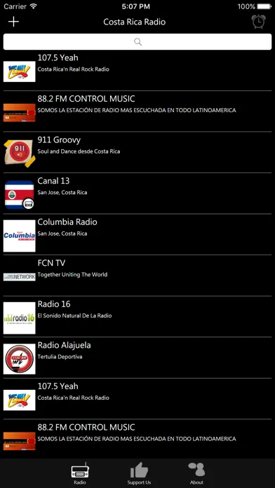 Capturas de tela do Costa Rican Radio