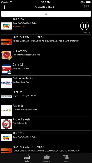 Capturas de tela do Costa Rican Radio