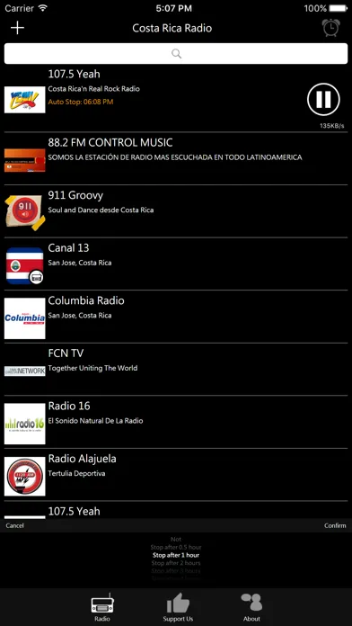 Capturas de tela do Costa Rican Radio