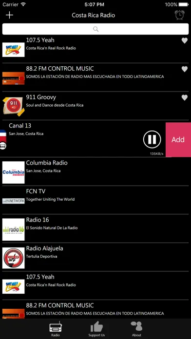 Capturas de tela do Costa Rican Radio