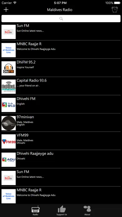 Ảnh chụp màn hình của Maldives Radio