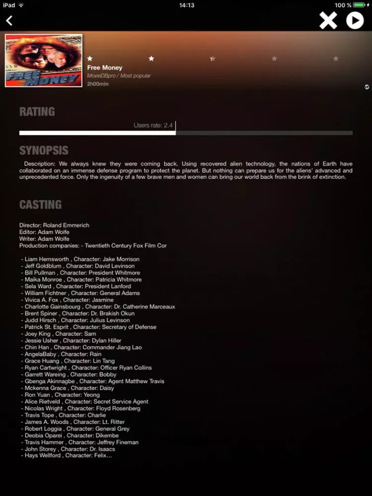 MovieDBpro movies catalog & trailers with YouTube iPad  Ekran Görüntüleri