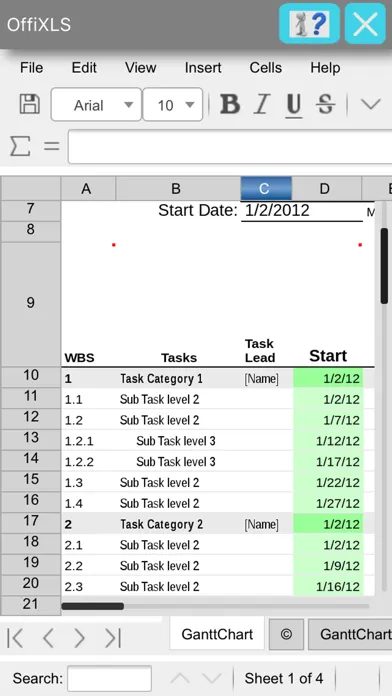 Ảnh chụp màn hình của OffiXLS spreadsheet editor