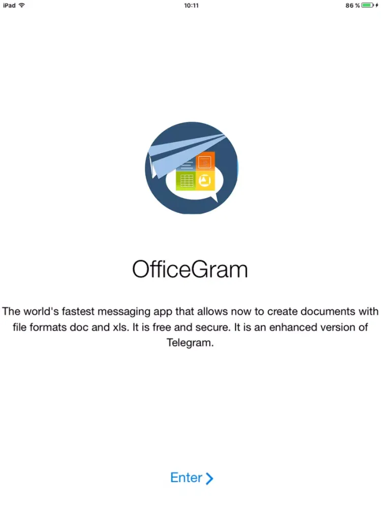 Tangkapan layar OfficeGram Office Suite messenger with doc, xls iPad 