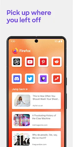 Capturas de tela do Firefox Fast & Private Browser