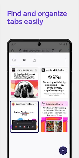 Capturas de tela do Firefox Fast & Private Browser