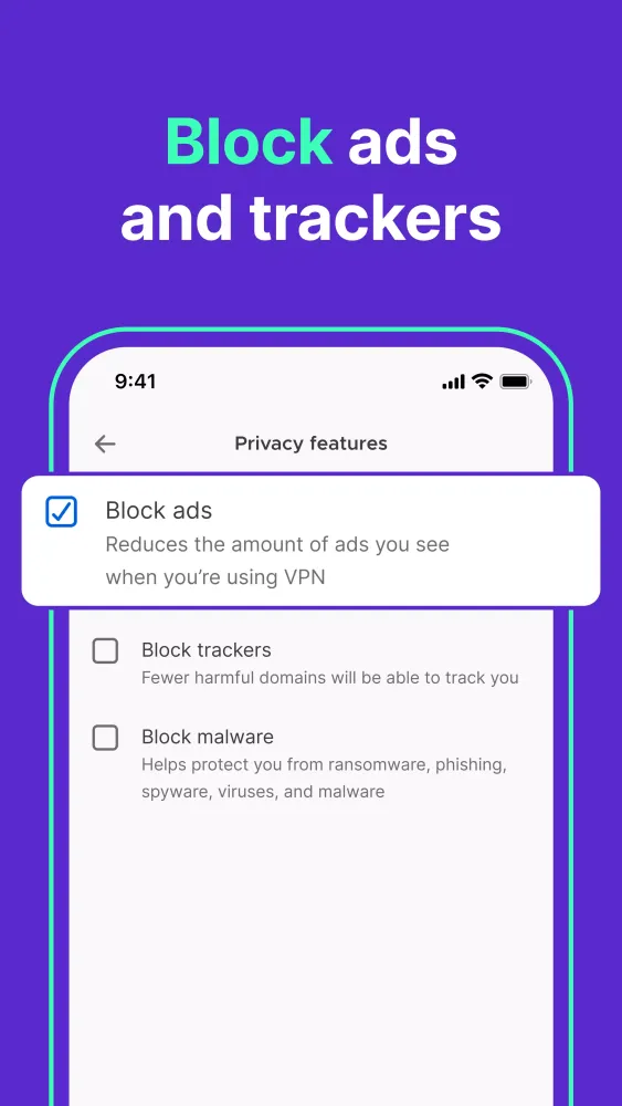 Capturas de tela do Mozilla VPN