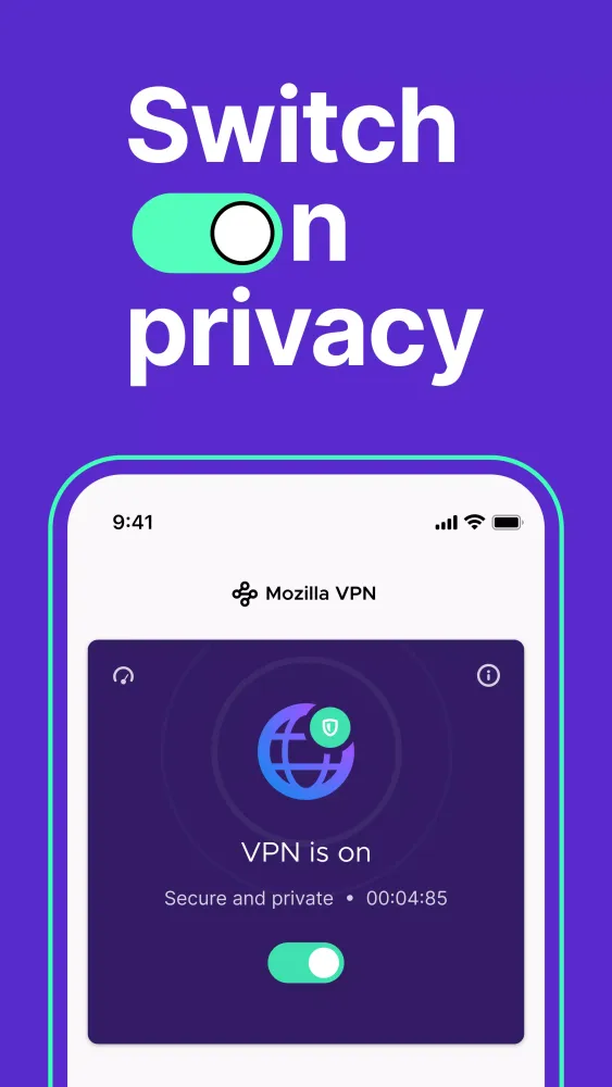 Capturas de tela do Mozilla VPN