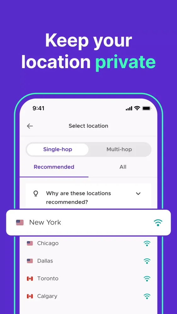 Capturas de tela do Mozilla VPN