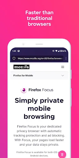 Capturas de tela do Firefox Focus: No Fuss Browser