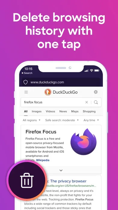 Captures d'écran de Firefox Focus: Privacy browser