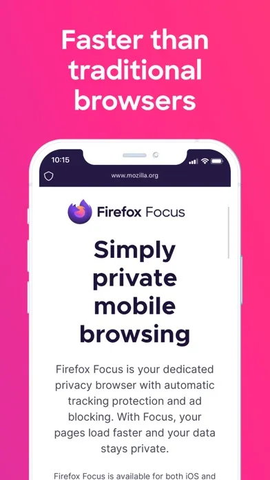 Captures d'écran de Firefox Focus: Privacy browser