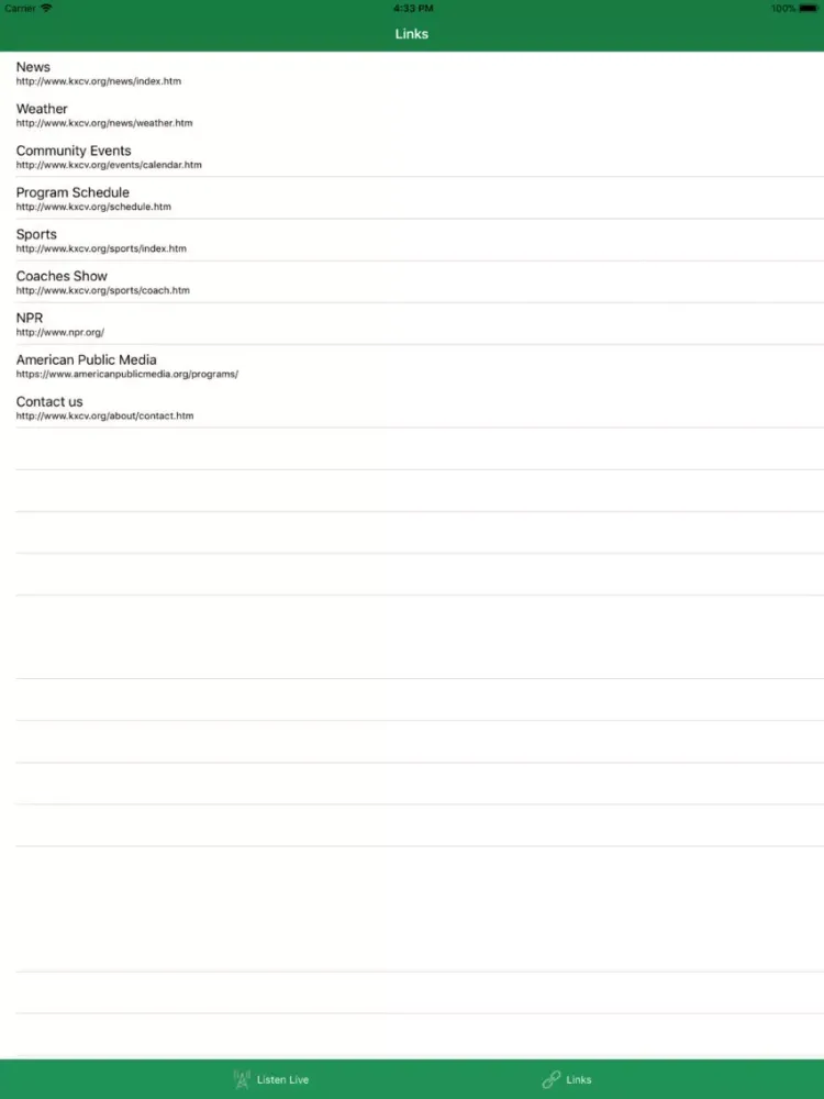ภาพหน้าจอของ KXCV-KRNW iPad 