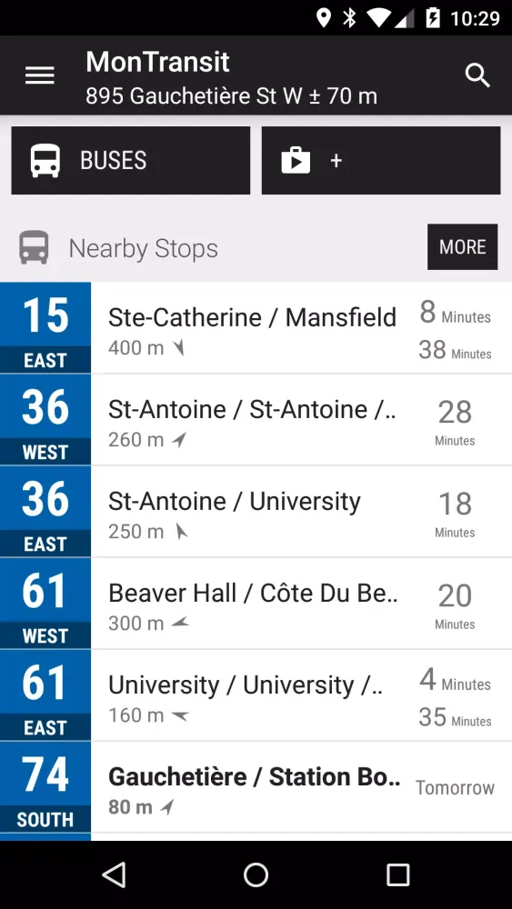 Capturas de tela do Montreal STM Bus - MonTransit