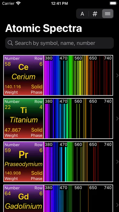 Tangkapan skrin Atomic Spectra