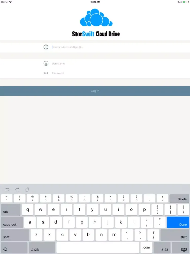 Tangkapan skrin Storswift ownCloud iPad 