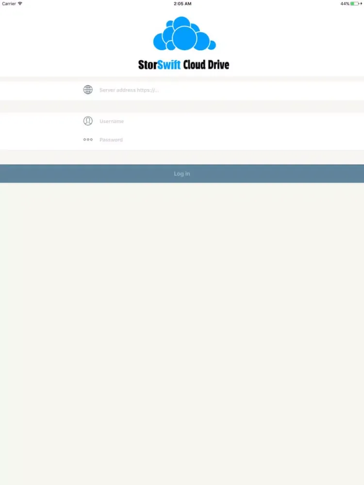 Tangkapan skrin Storswift ownCloud iPad 