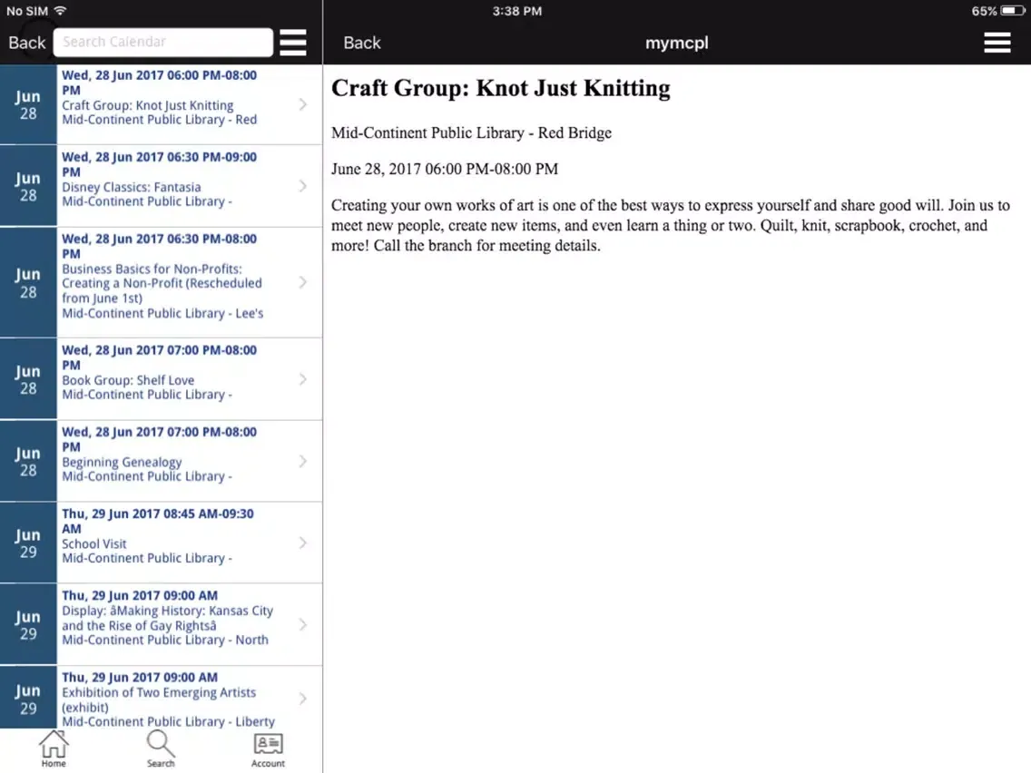Tangkapan skrin Mid-Continent Public Library iPad 