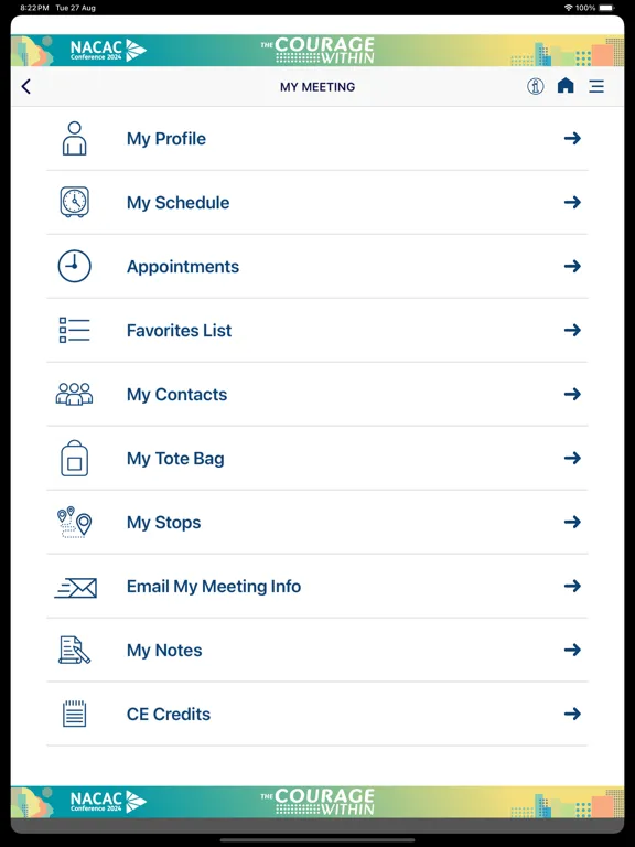 ภาพหน้าจอของ NACAC Events iPad 