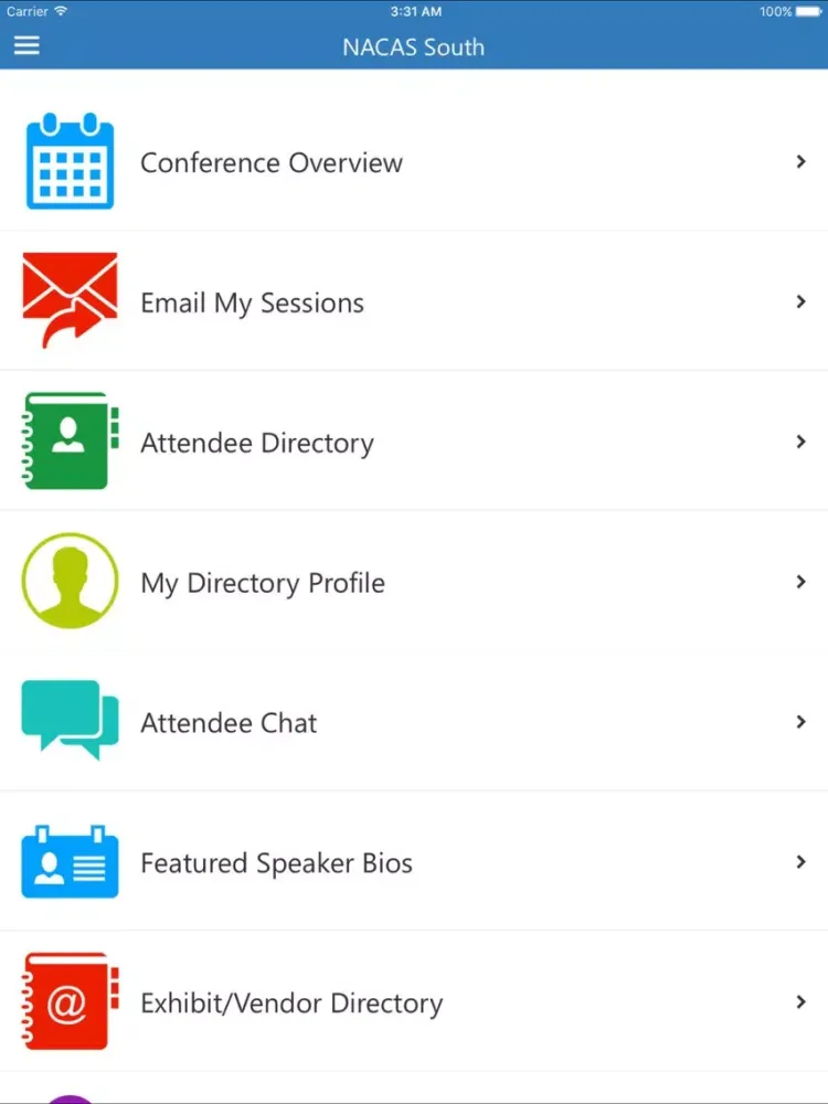 Zrzuty ekranu NACAS South Conference 2017 iPad 