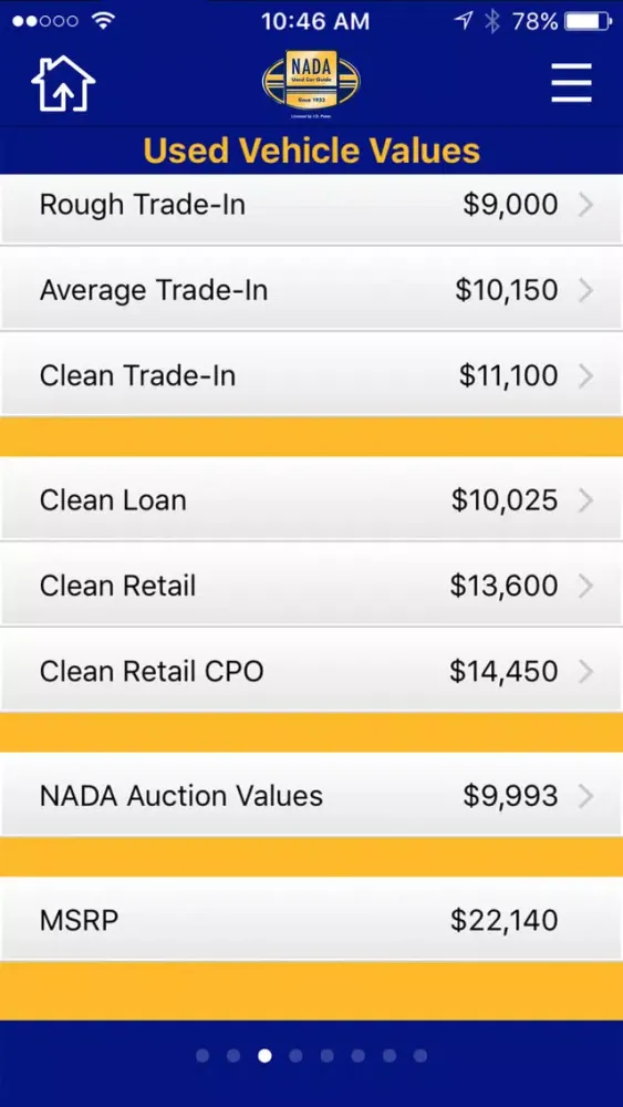 Captures d'écran de NADA MarketValues
