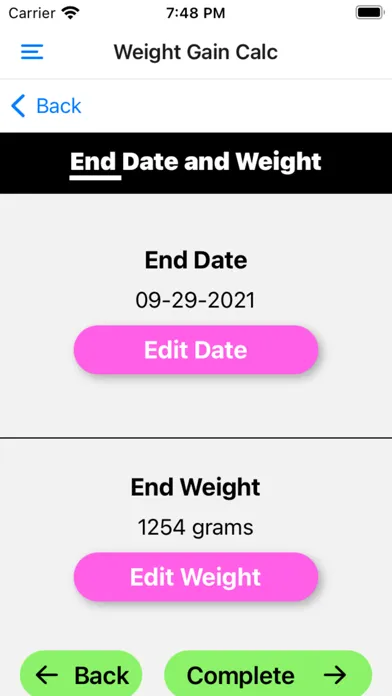 Pediatric Calc Screenshots