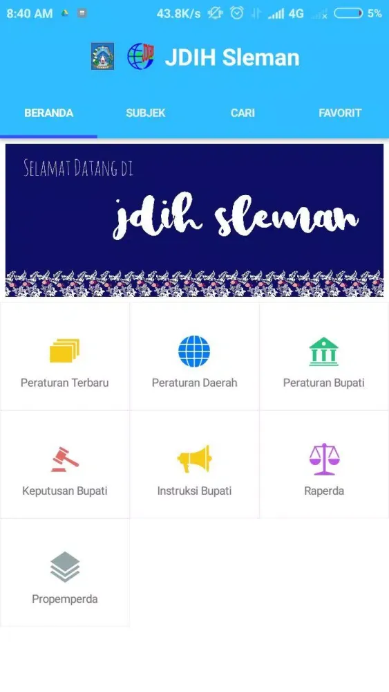Tangkapan layar Jaringan Dokumentasi Informasi