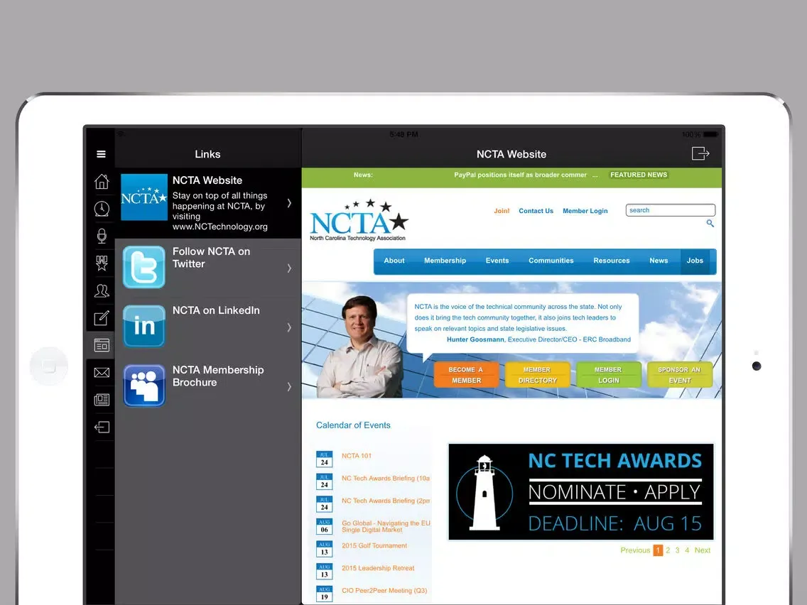 North Carolina Technology Association Events iPad  스크린샷