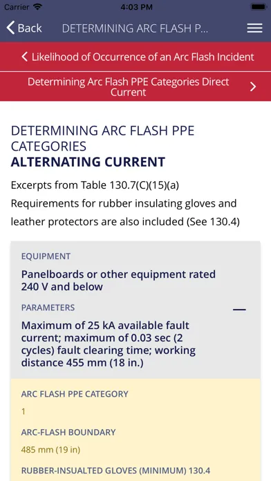 Screenshot di NECA 70E® PPE Selector Guide