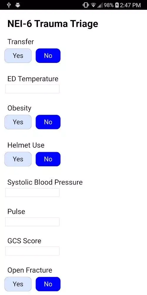 Tangkapan layar Trauma Intervention Prediction
