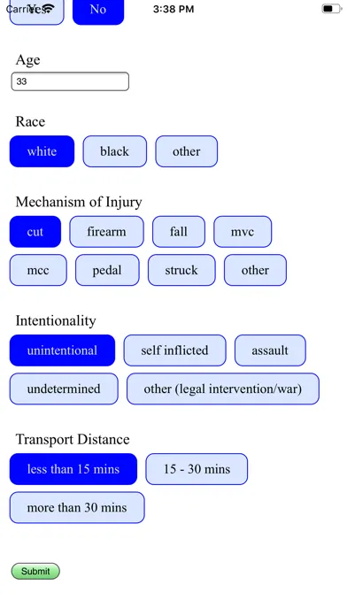 Tangkapan layar Trauma Intervention Prediction