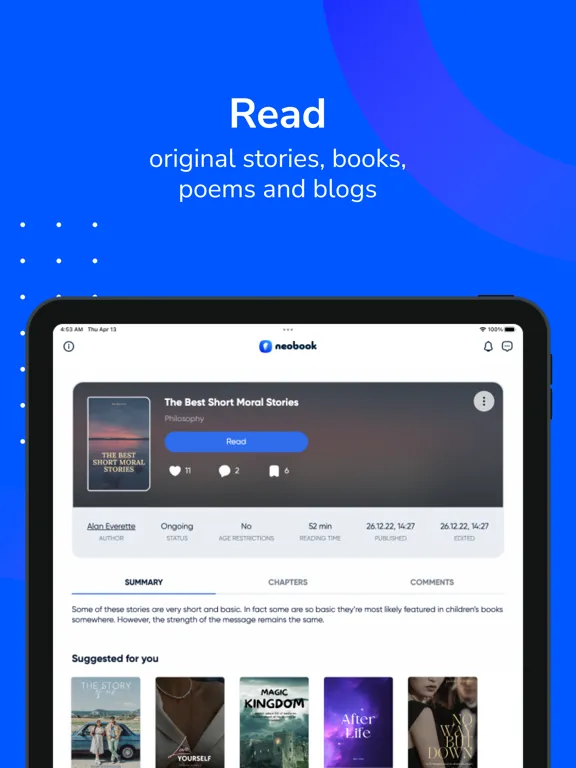 Neobook iPad Screenshots