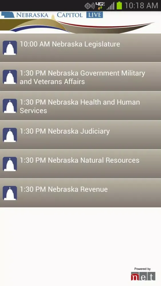 Tangkapan skrin Nebraska Capitol Live