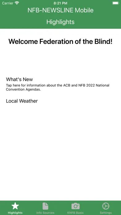 NFB-NEWSLINE® Mobile Screenshots