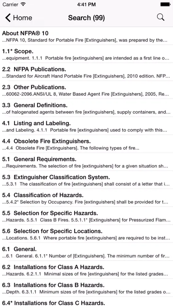 Zrzuty ekranu NFPA 10 2010 Edition