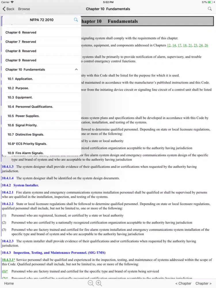 NFPA 72 2010 Edition iPad  스크린샷