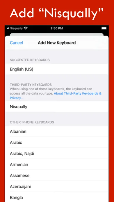 Tangkapan layar Nisqually Keyboard