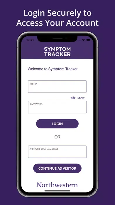 Tangkapan skrin Symptom Tracker: Northwestern