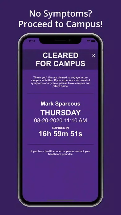 Tangkapan skrin Symptom Tracker: Northwestern