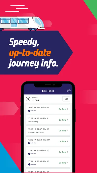 Tangkapan skrin Northern train tickets & times