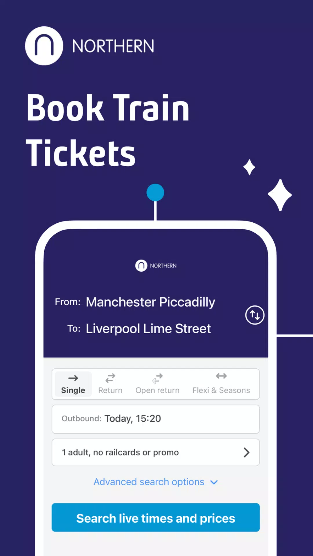 Northern train tickets & times Screenshots