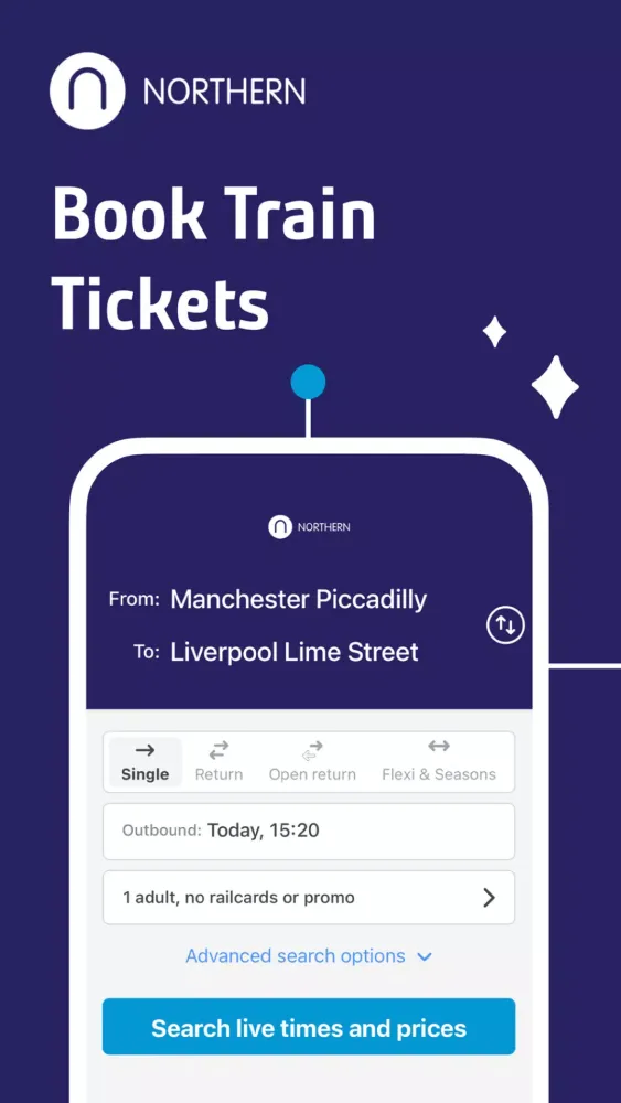 Capturas de pantalla de Northern train tickets & times