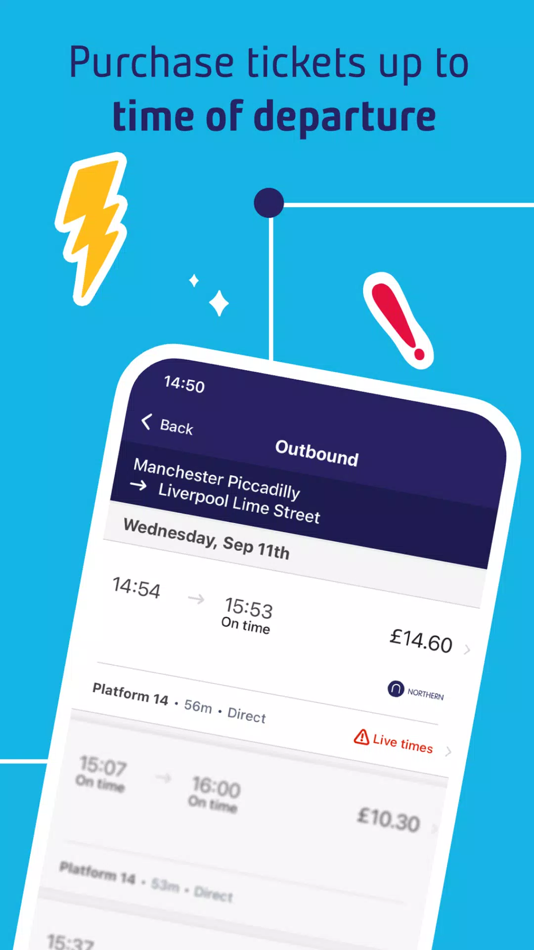 Northern train tickets & times Screenshots