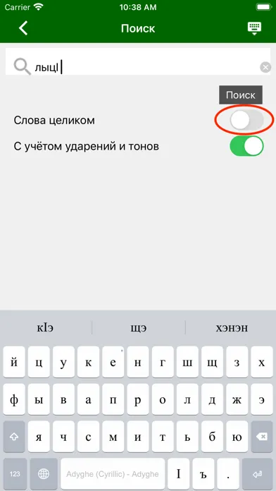 Ảnh chụp màn hình của Adyghe Dictionary