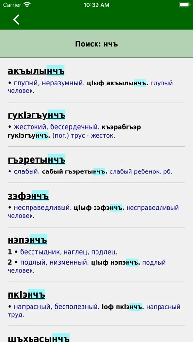 Ảnh chụp màn hình của Adyghe Dictionary